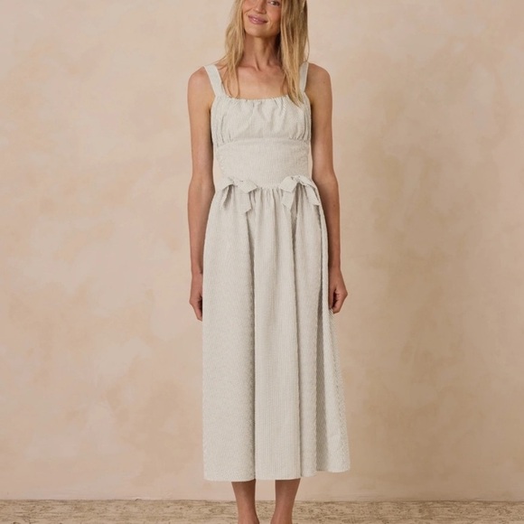 Noralee Dresses & Skirts - NORALEE BETSY DRESS SIZE SMALL STRIPED SAGE GREEN COTTON COTTAGE CORE MIDI